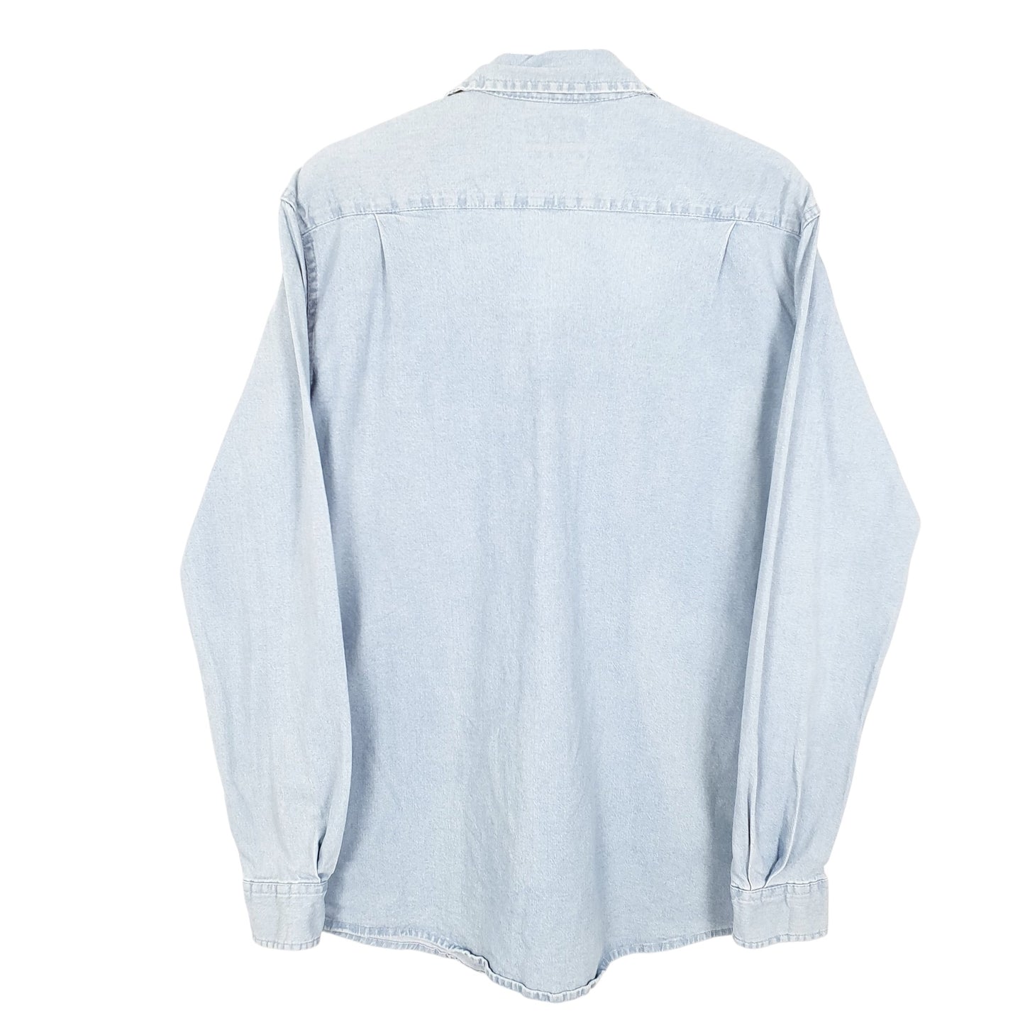 Mens Blue Wrangler Chambray Flex Comfort Work Long Sleeve Shirt