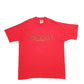 Mens Red Fruit Of The Loom Single Stitch Vintage 90s Italian Spellout Short Sleeve T Shirt