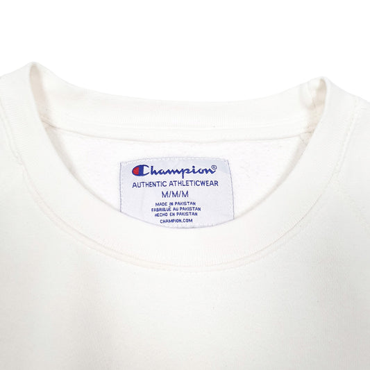 Mens Cream Champion Raglan Script Crewneck Jumper