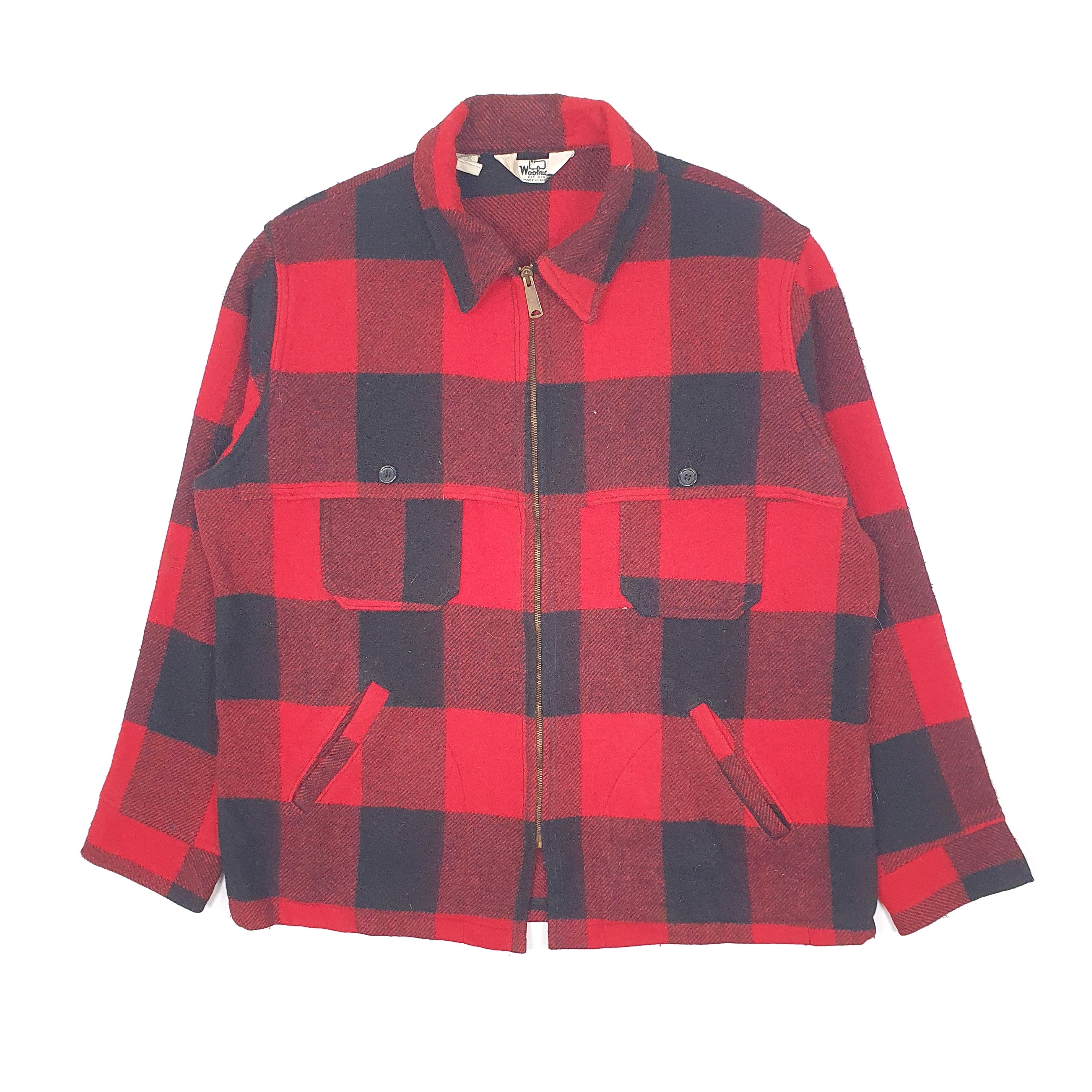 Woolrich 80s warm up jacket turquoise XL Vintage 1980s Woolrich Wool Plaid Zip up Shacket ⁄ Vintage 80s