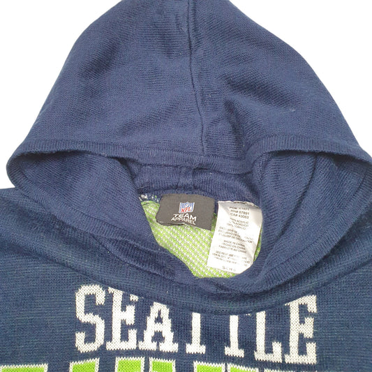 Womens Navy NFL Knit Seattle Seahawks American Football Hoodie Jumper