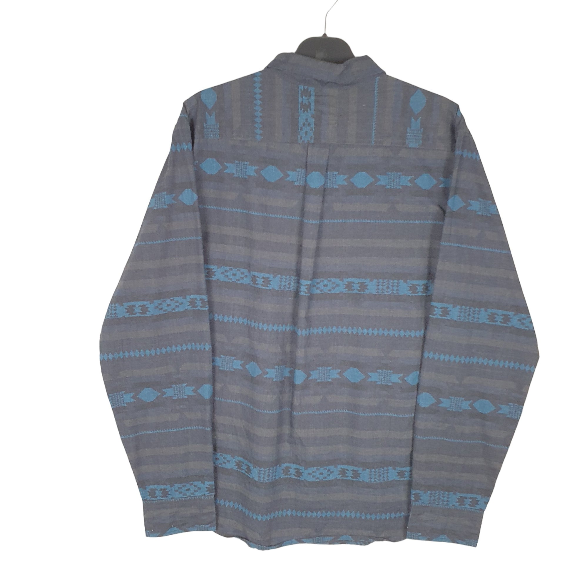 Mens Grey Levis Western Navajo Pattern Long Sleeve Shirt