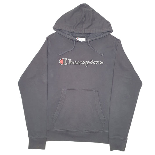 Mens Black Champion Script Hoodie Jumper