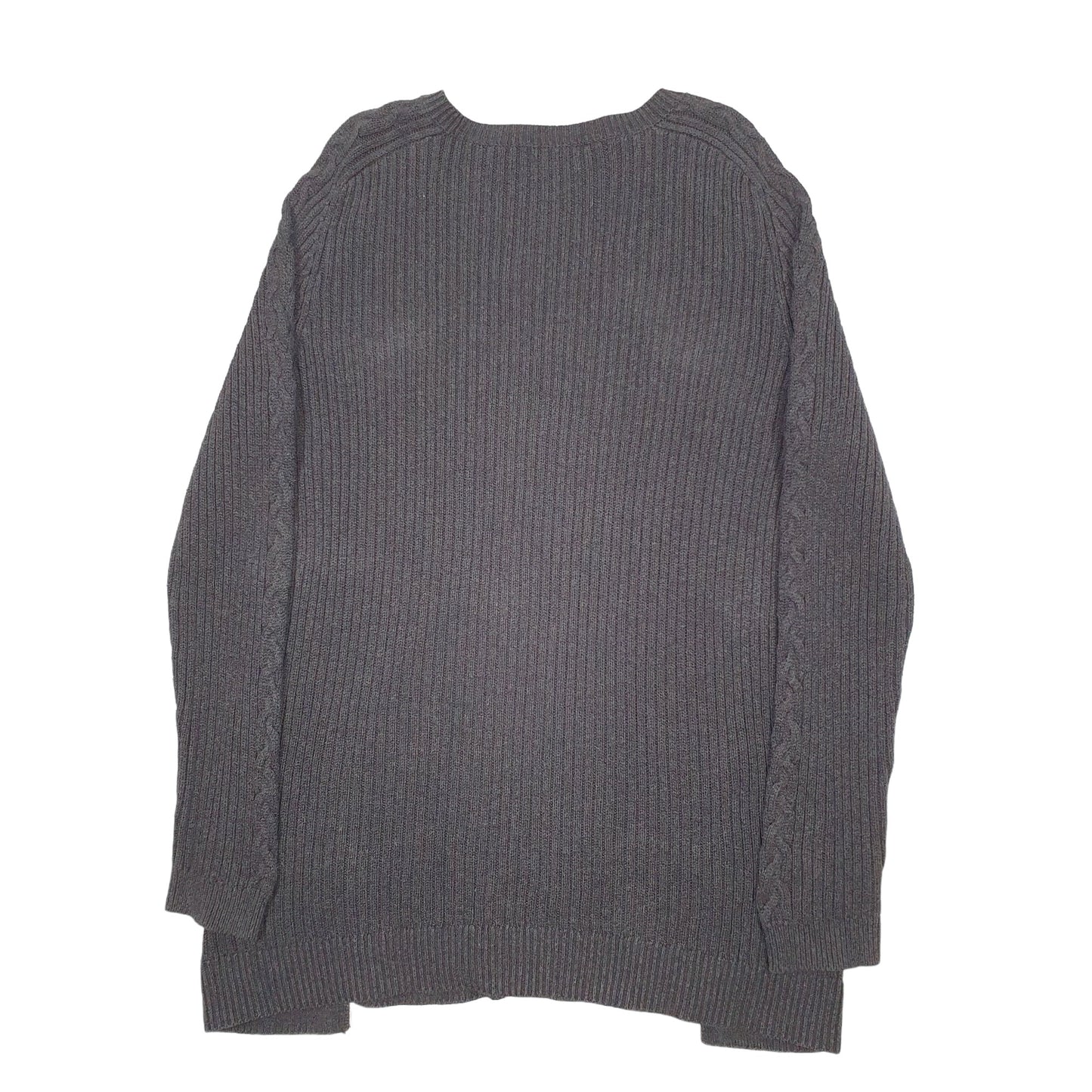 Womens Grey Nautica Knit Ribbed Cable Crewneck Jumper