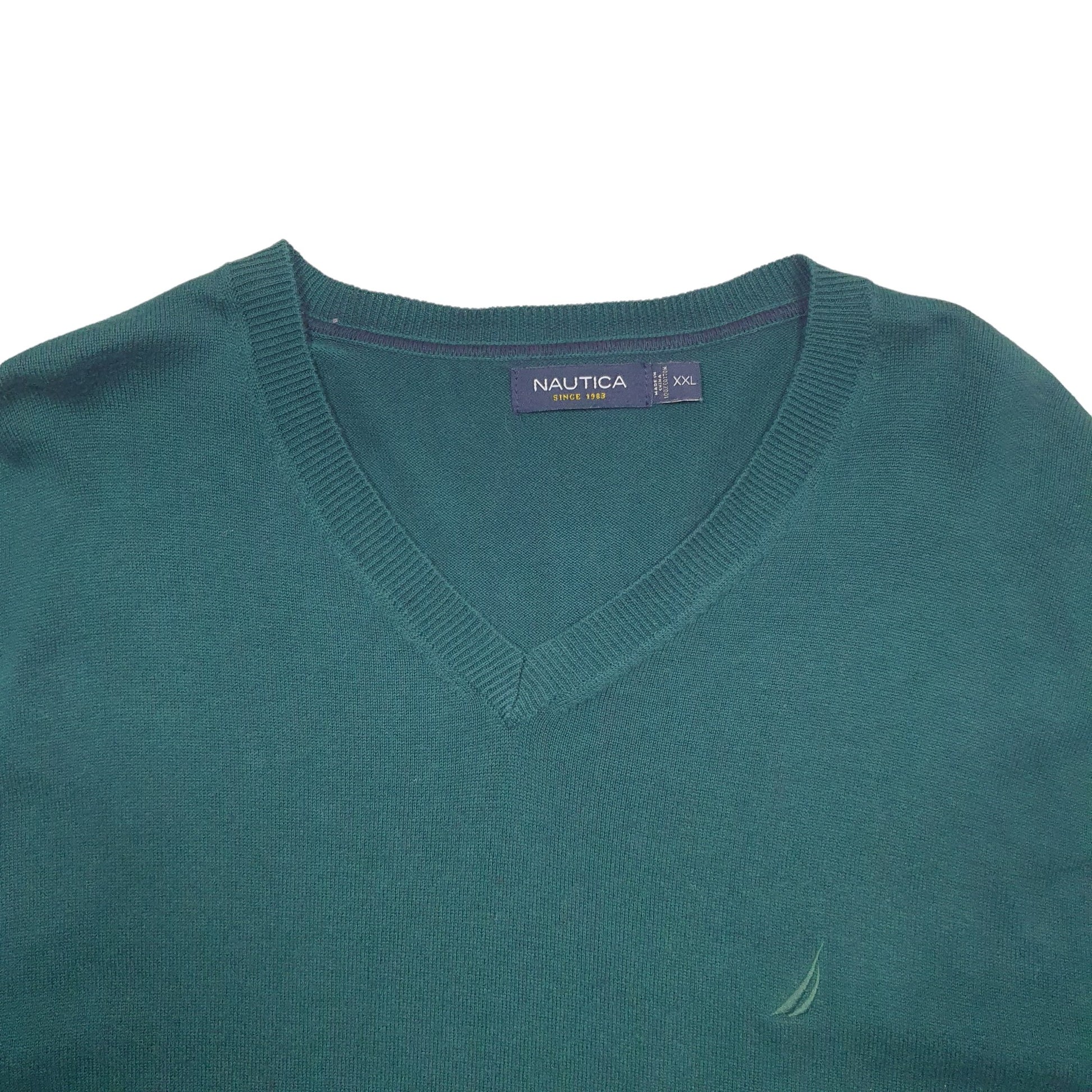 Mens Green Nautica Knit Crewneck Jumper