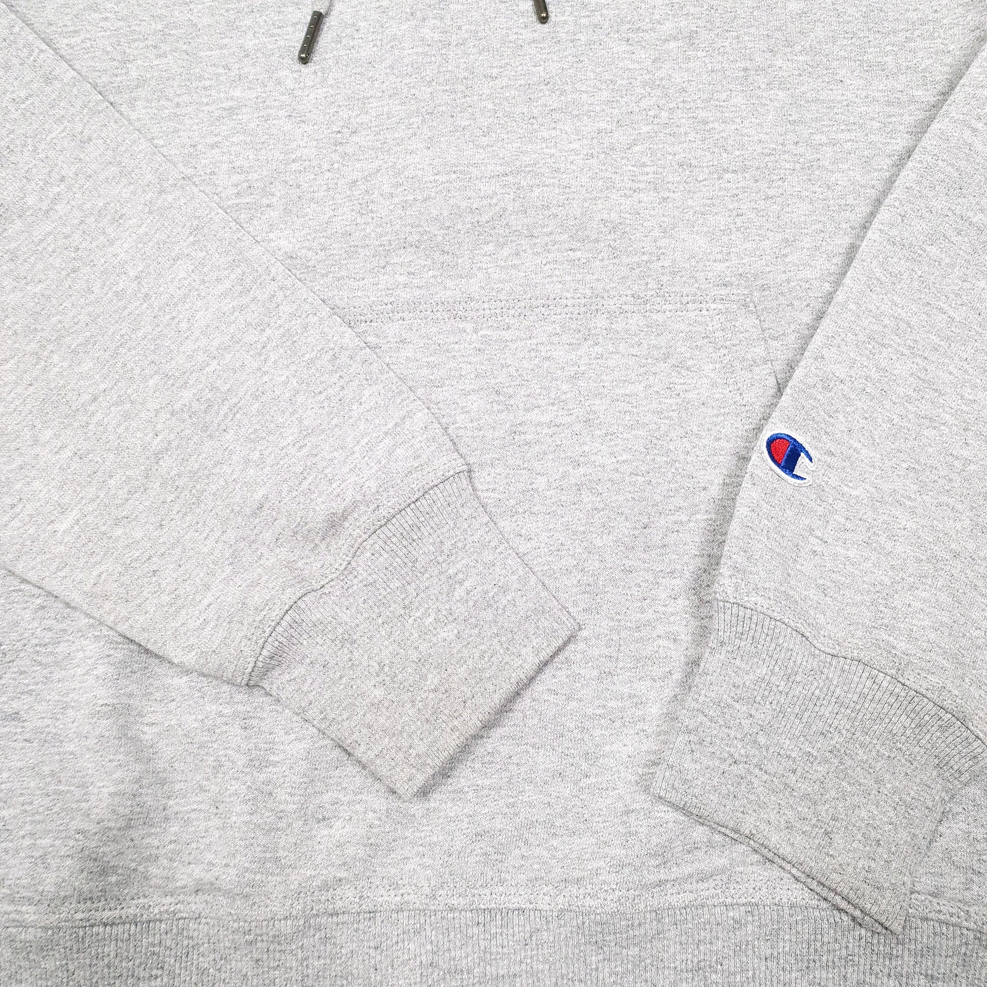 Mens Grey Champion Script Hoodie Jumper