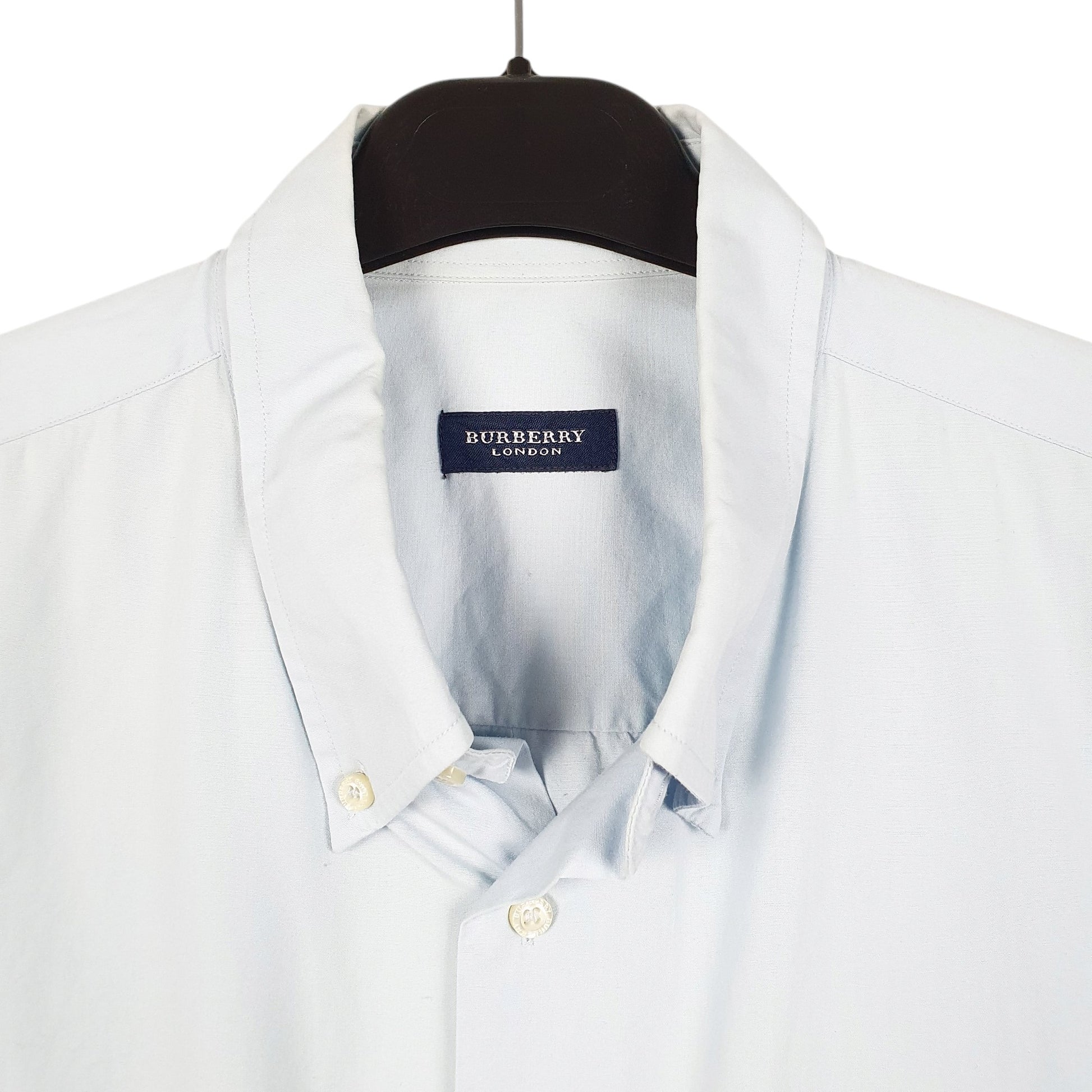 Mens Blue Burberry  Short Sleeve Shirt