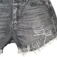 Womens Grey Levis 501 Denim Jorts Cut Off Hot Pants Distressed Denim Shorts