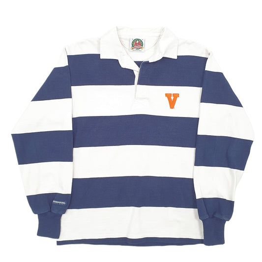 Mens White Barbarian  Long Sleeve Polo Shirt