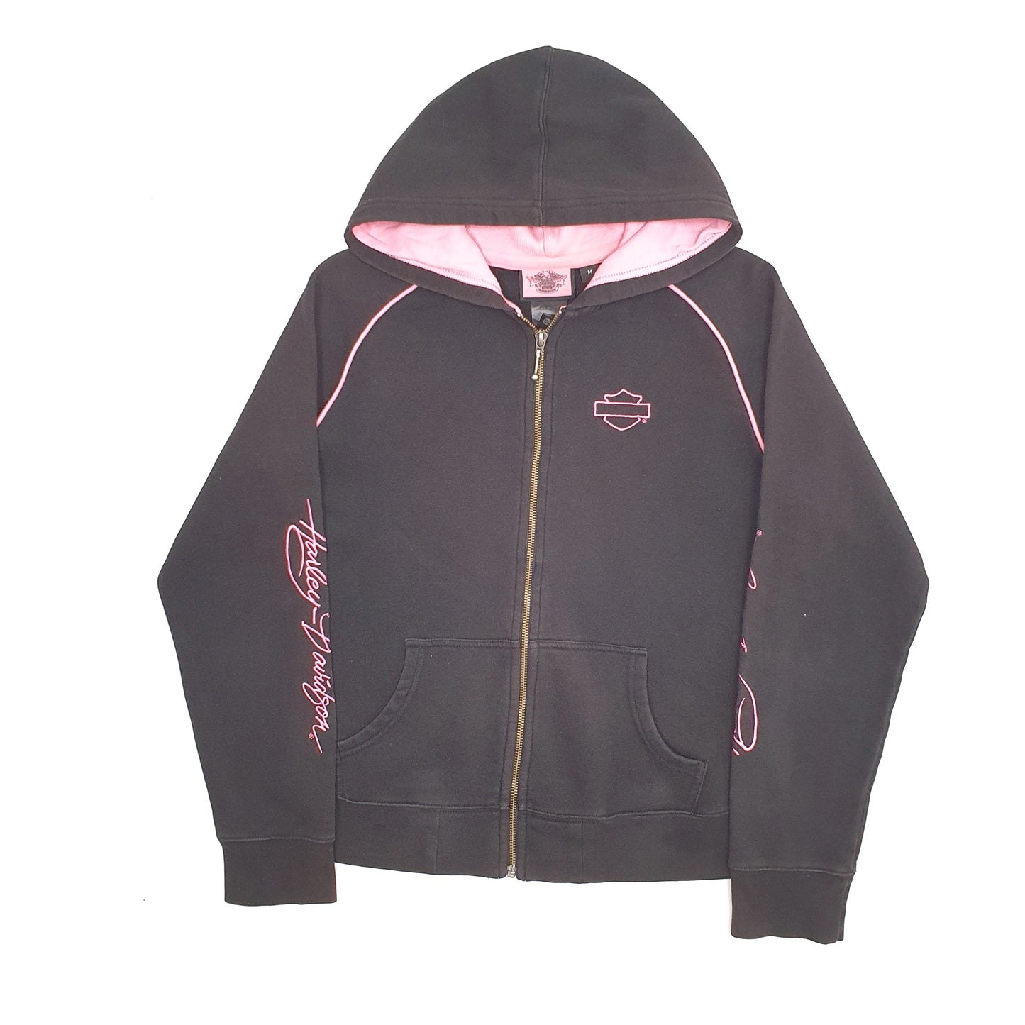 Womens Black Harley Davidson Motorcycles Hoodie Full Zip Jumper