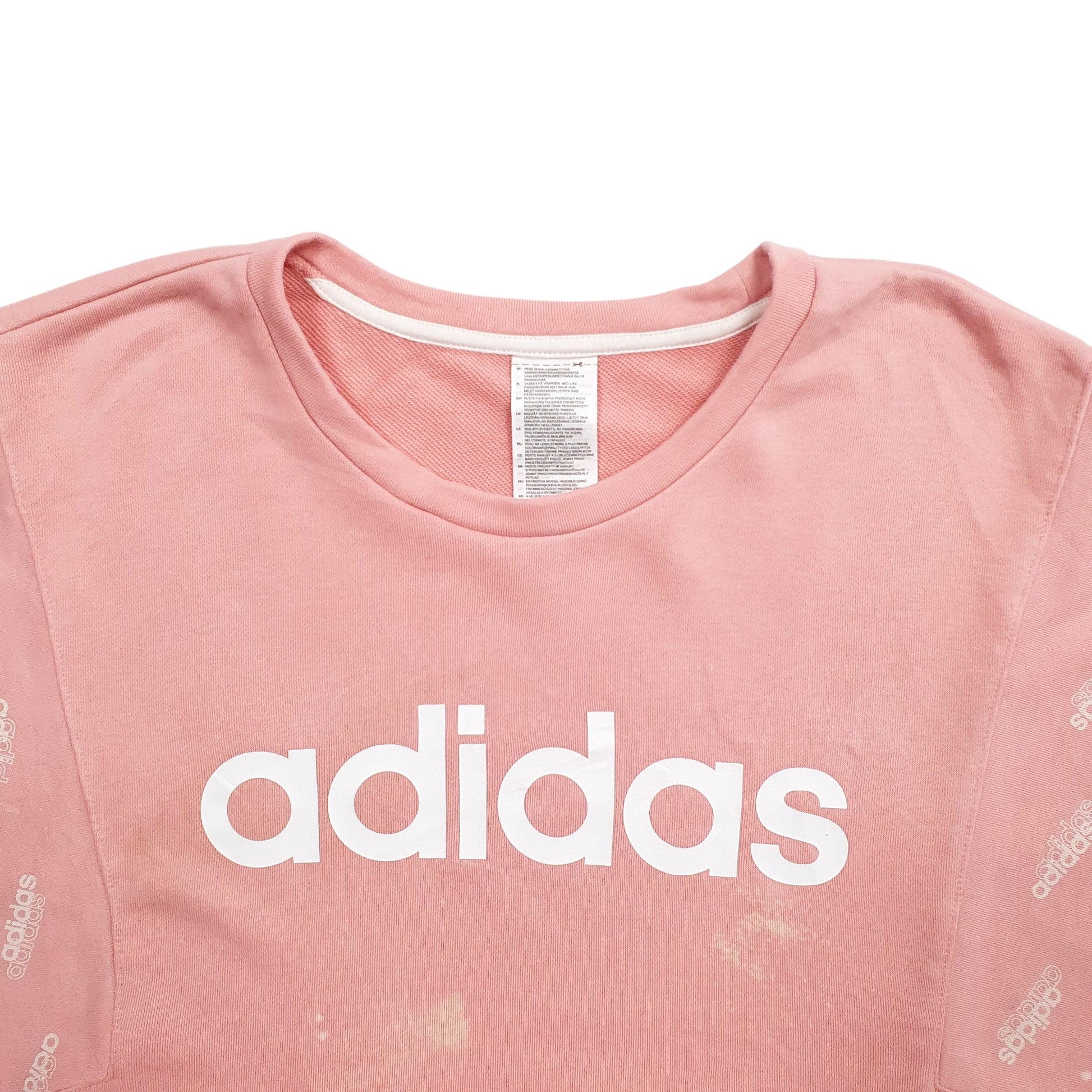Womens Pink Adidas Spellout Crewneck Jumper