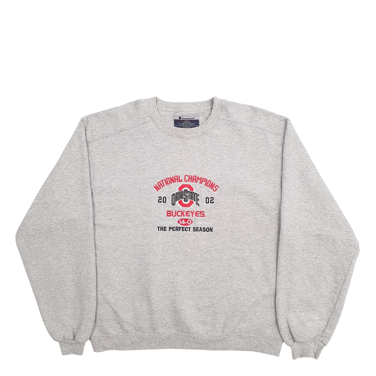 Mens Grey Champion Ohio State Champions 2002 Buckeyes Crewneck Jumper