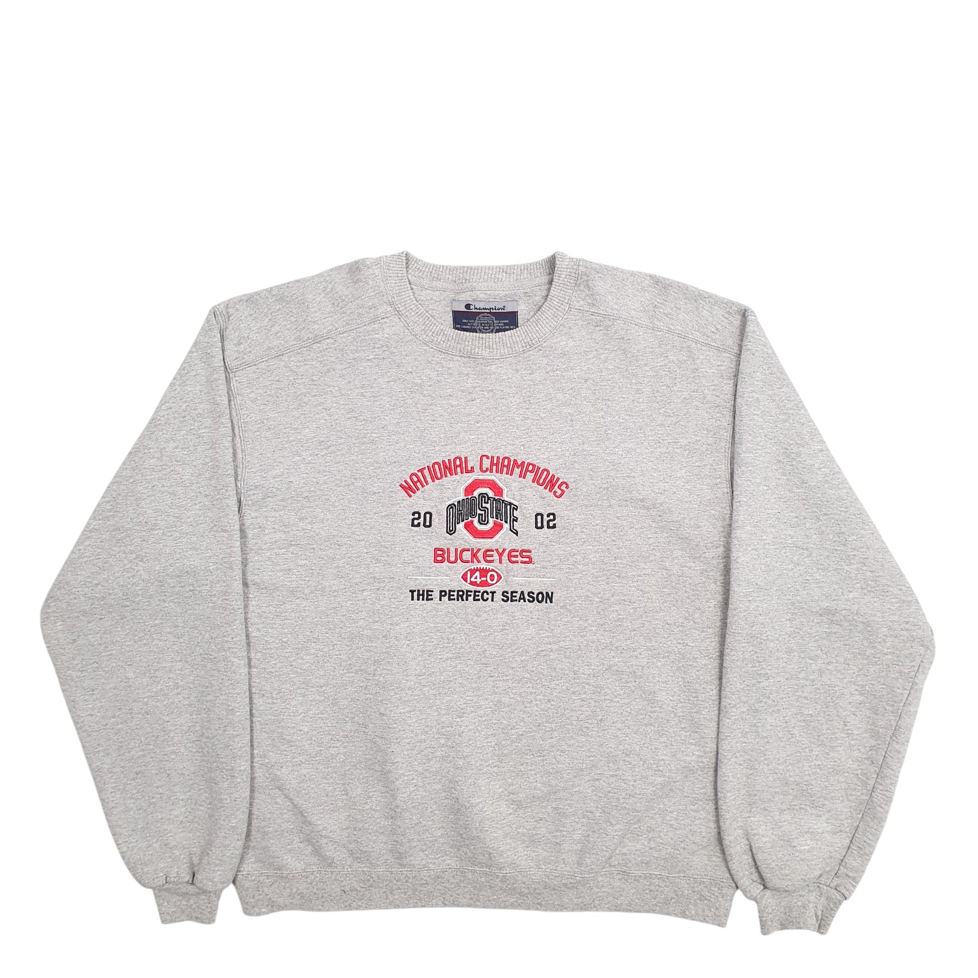 Mens Grey Champion Ohio State Champions 2002 Buckeyes Crewneck Jumper