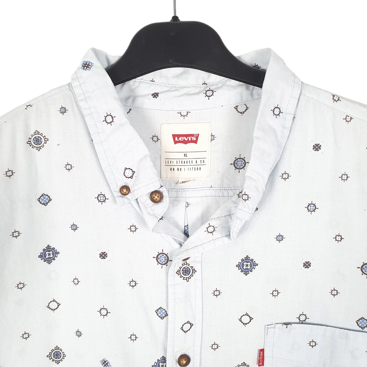 Mens Blue Levis Khaadi Print Summer Short Sleeve Shirt