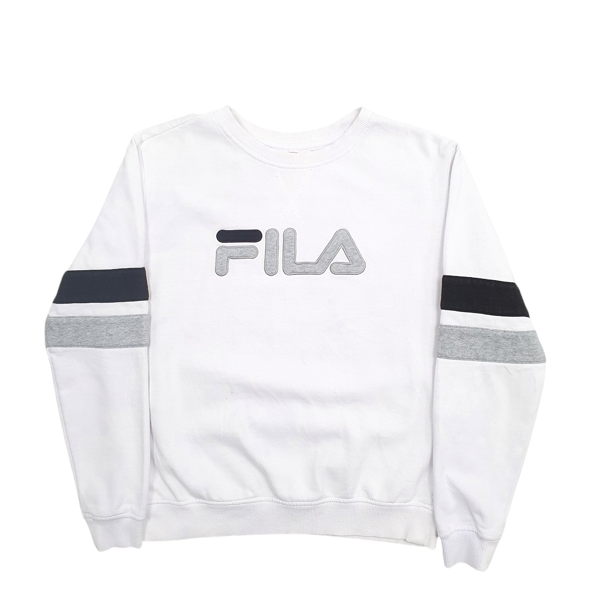 Womens White Fila Spellout Crewneck Jumper