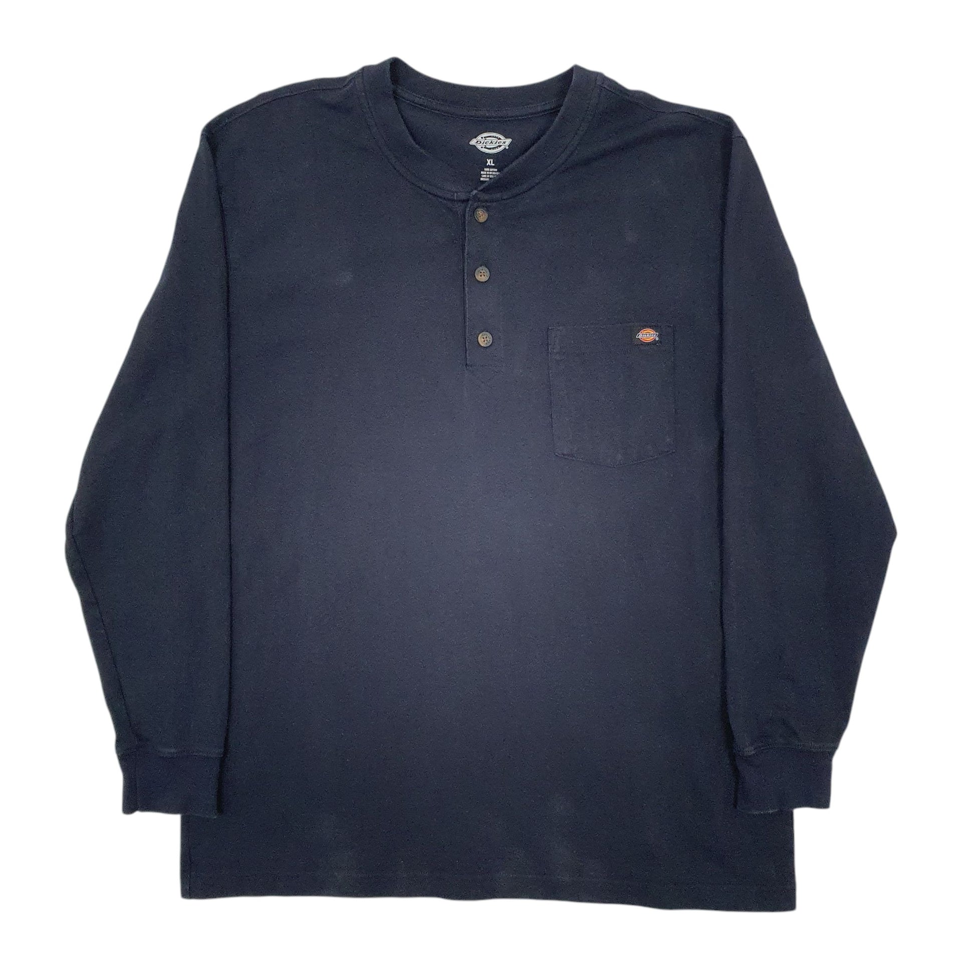 Mens Navy Dickies Henley Long Sleeve T Shirt