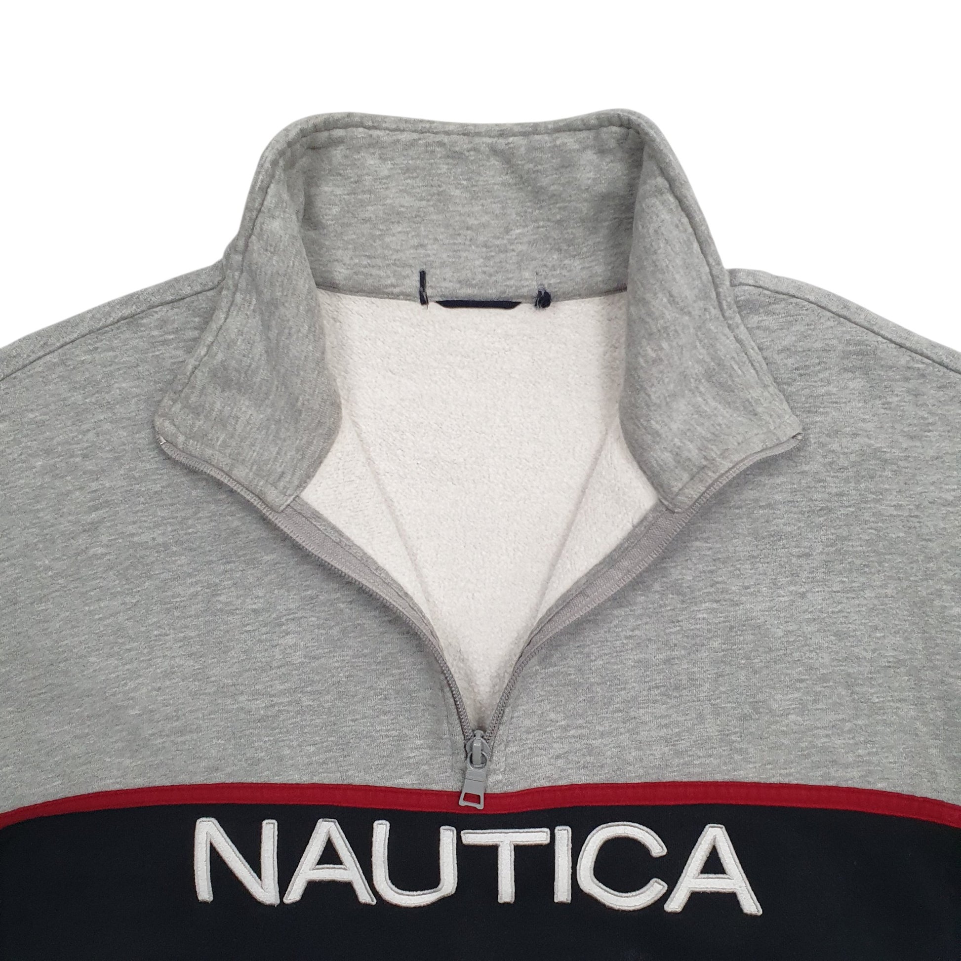 Womens Grey Nautica Spellout Quarter Zip Jumper