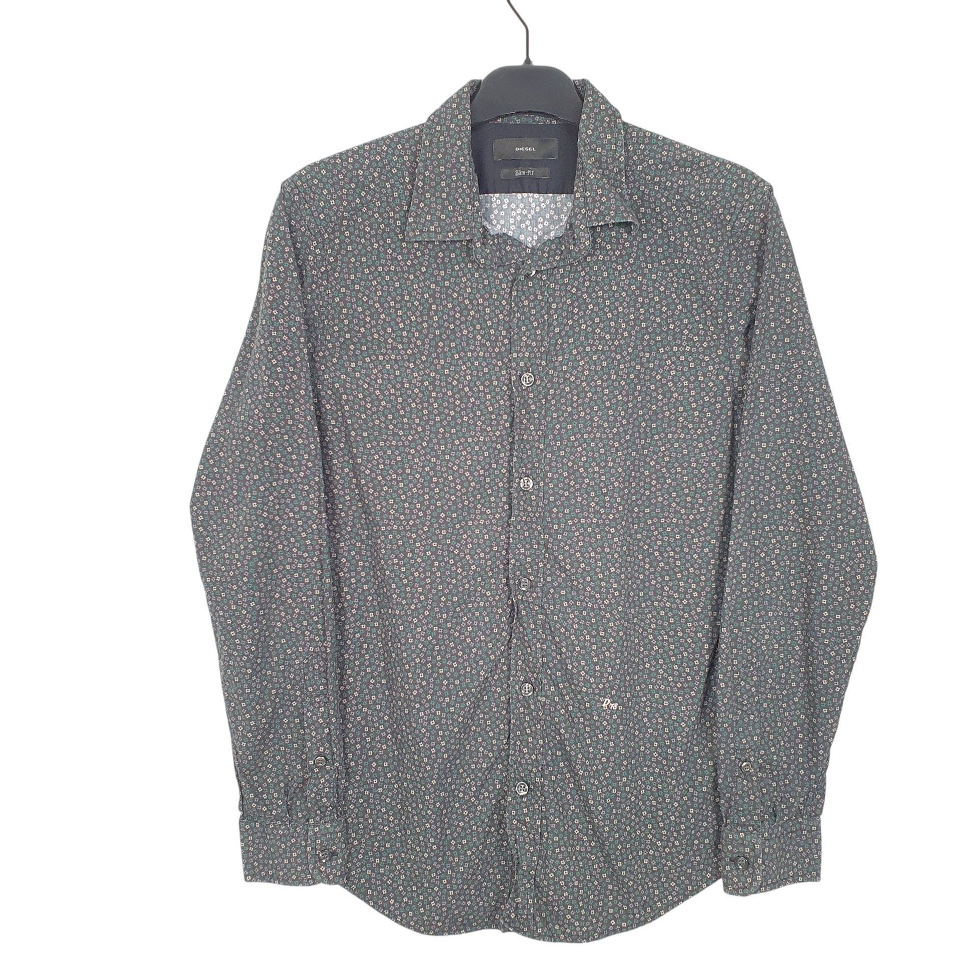 Mens Black Diesel Floral Print D78 Long Sleeve Shirt