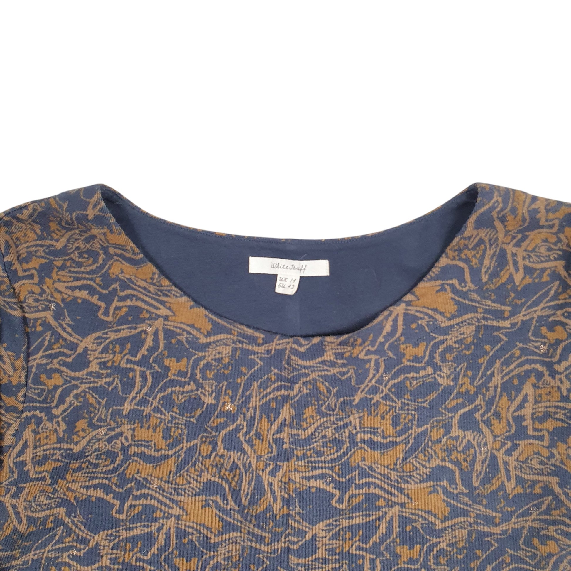 Womens Brown White Stuff Birds Dress Blouse Long Sleeve T Shirt