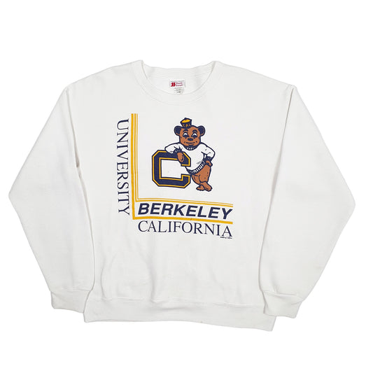 Mens White Bassett Walker Vintage Sturdy Sweats 1980s 90s Made in USA Crewneck Jumper