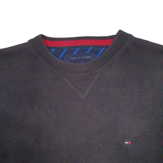 Mens Black Tommy Hilfiger Knit Crewneck Jumper