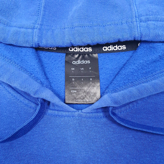 Mens Blue Adidas Spellout Hoodie Jumper