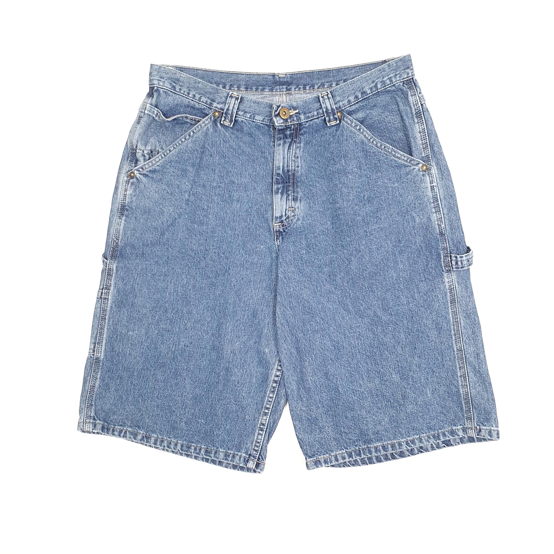 Mens Blue Lee Vintage 1990s Dungarees Jorts Denim Shorts