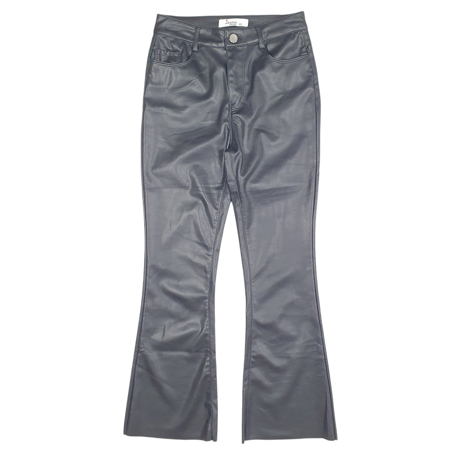 Womens Black Jeana Leather Bootcut Chino Trousers