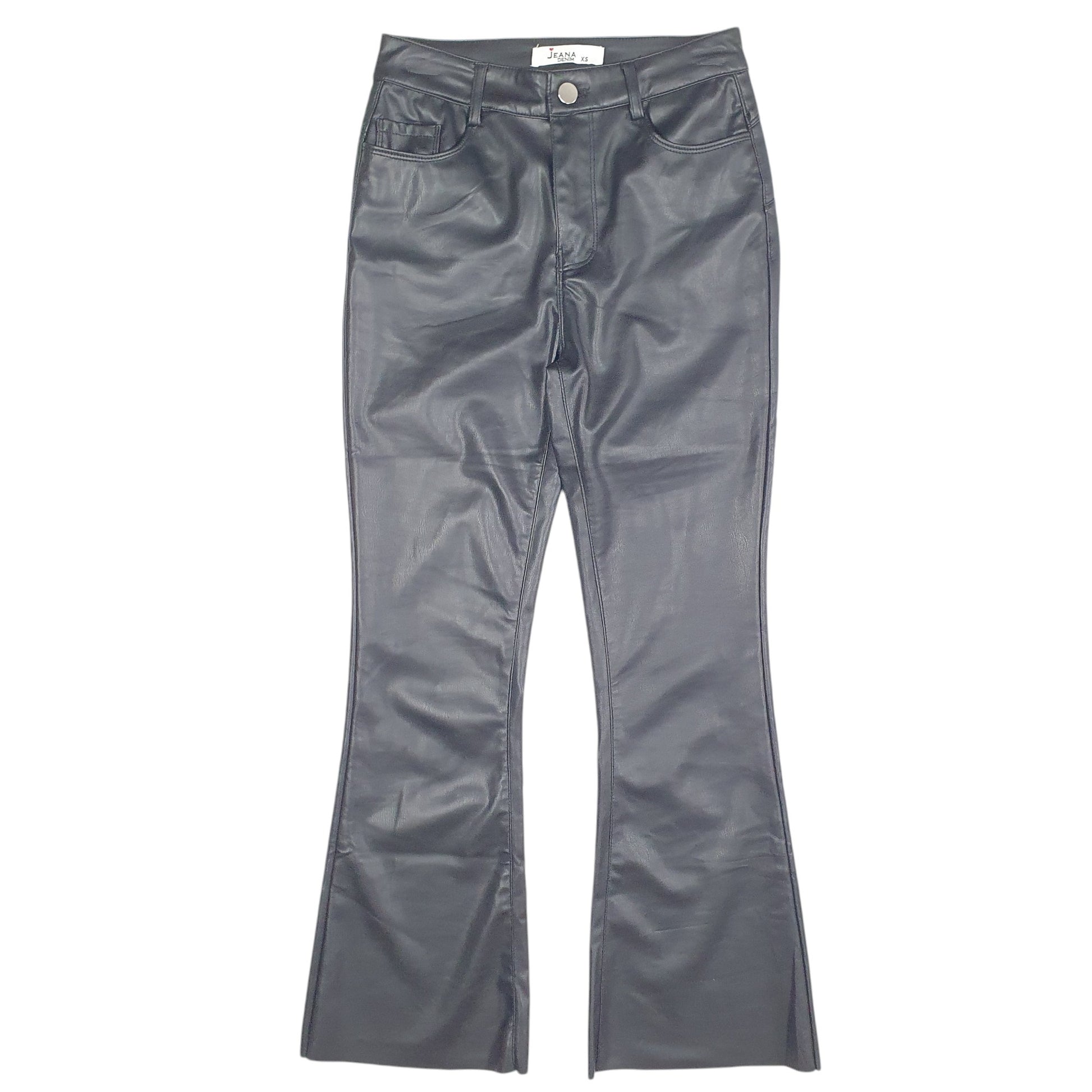 Womens Black Jeana Leather Bootcut Chino Trousers