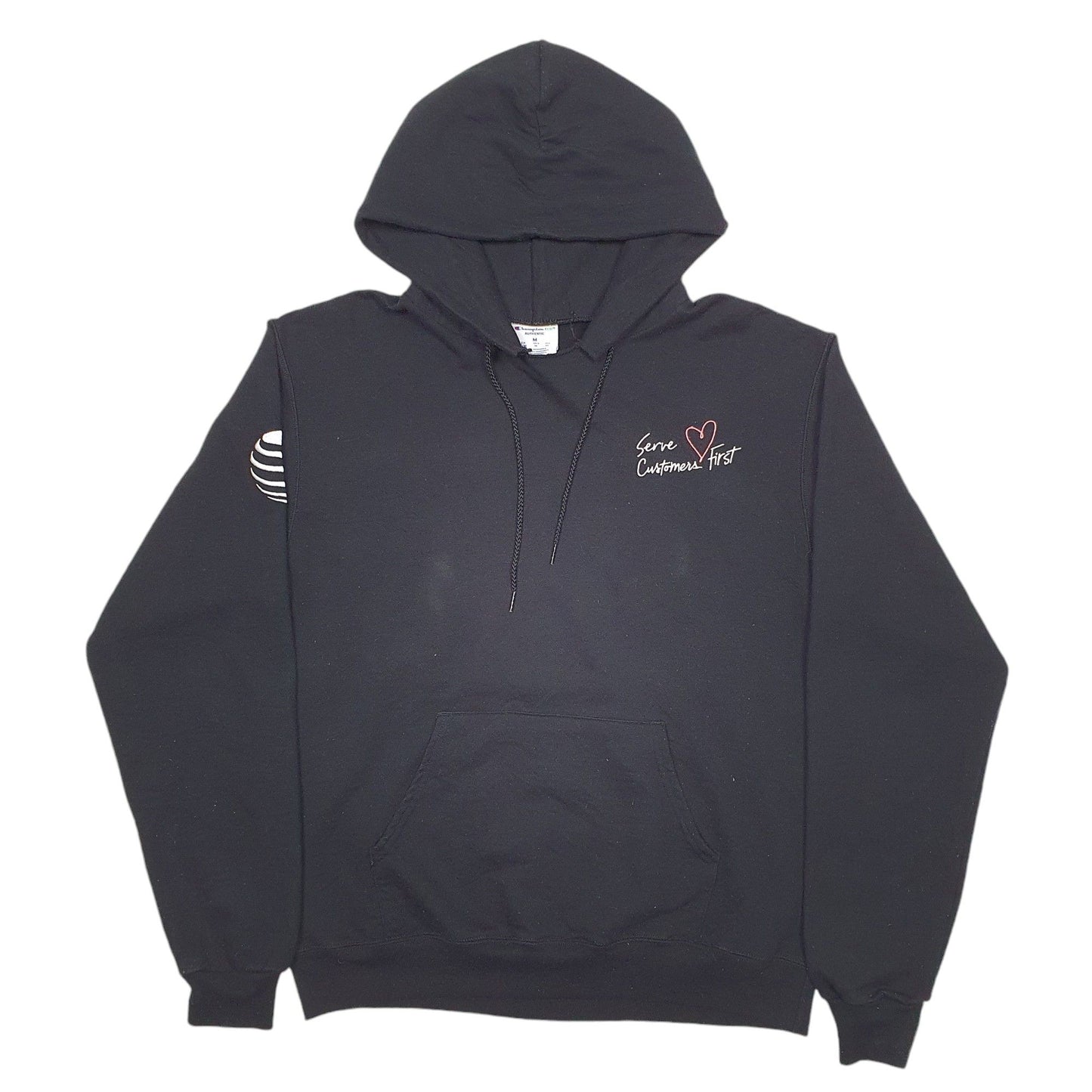 Mens Black Champion Serve Customers First Hoodie Jumper