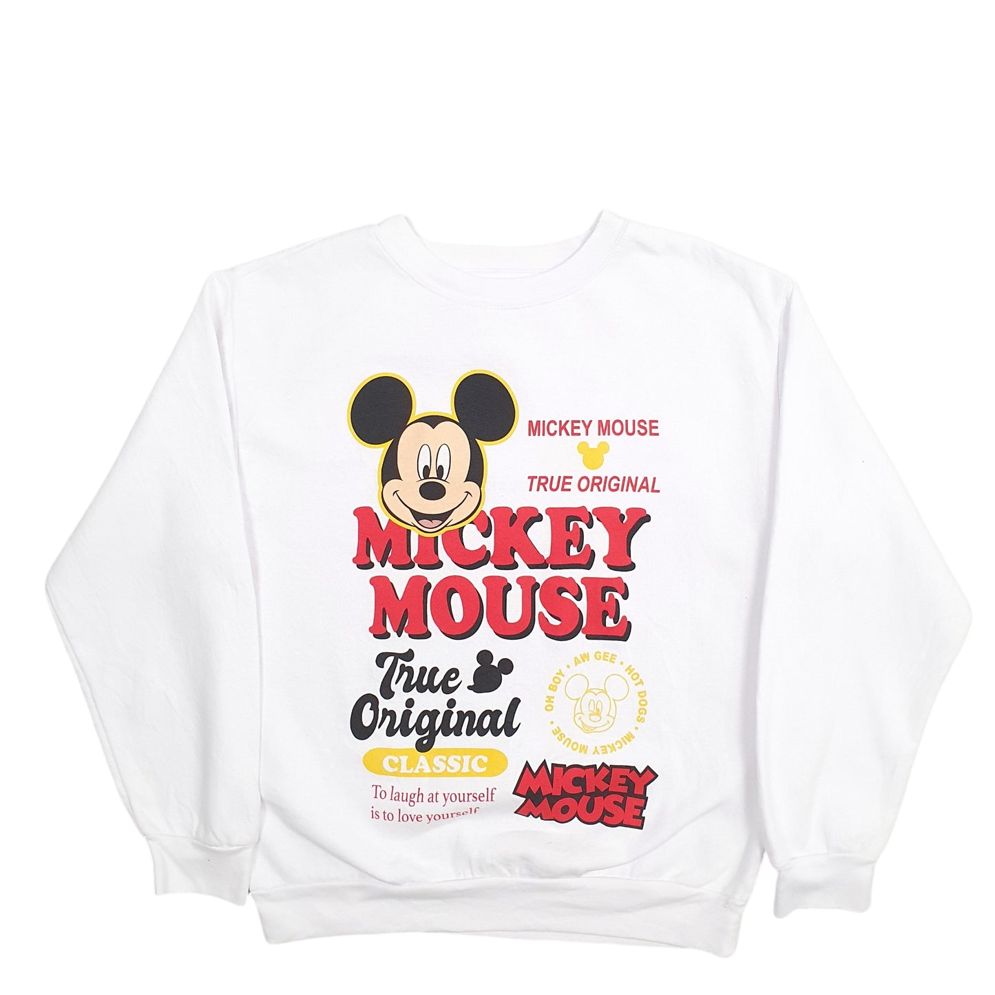 Mens White Disney Mickey Mouse Crewneck Jumper