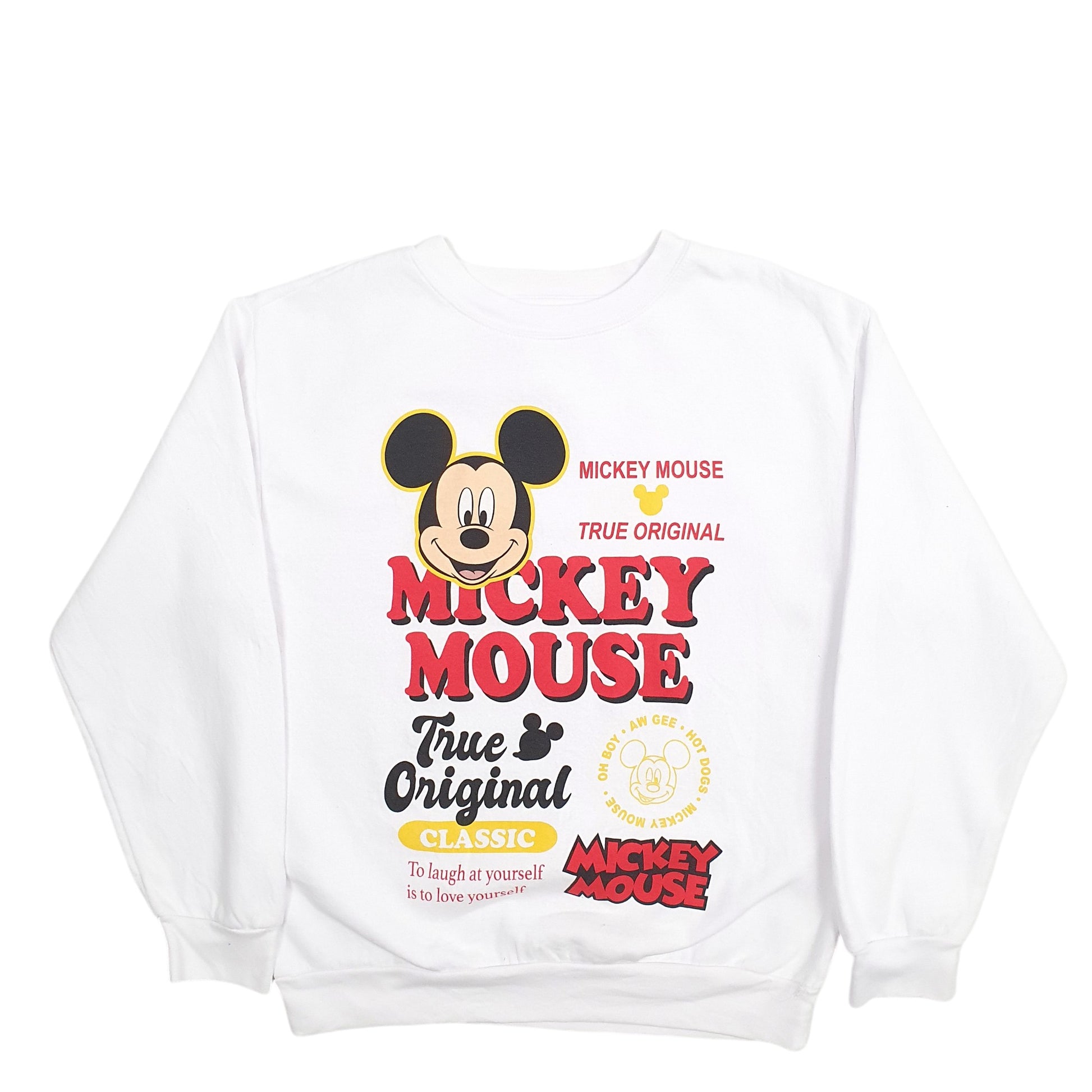 Mens White Disney Mickey Mouse Crewneck Jumper