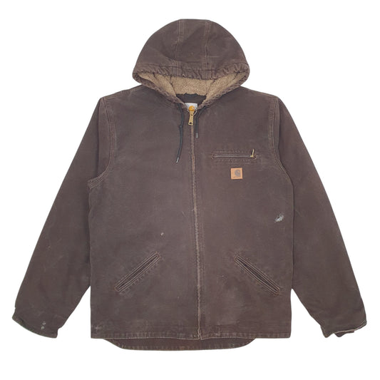 Mens Brown Carhartt Sierra Sherpa Lined Detriot Hooded  Coat
