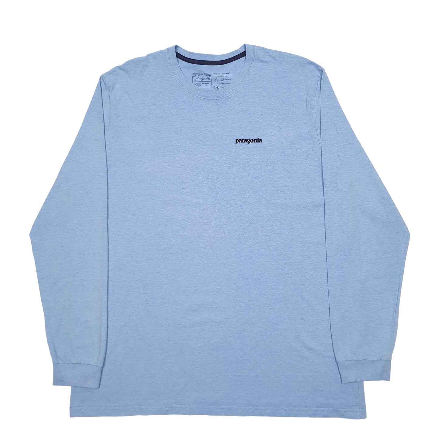 Mens Blue Patagonia Spellout Long Sleeve T Shirt