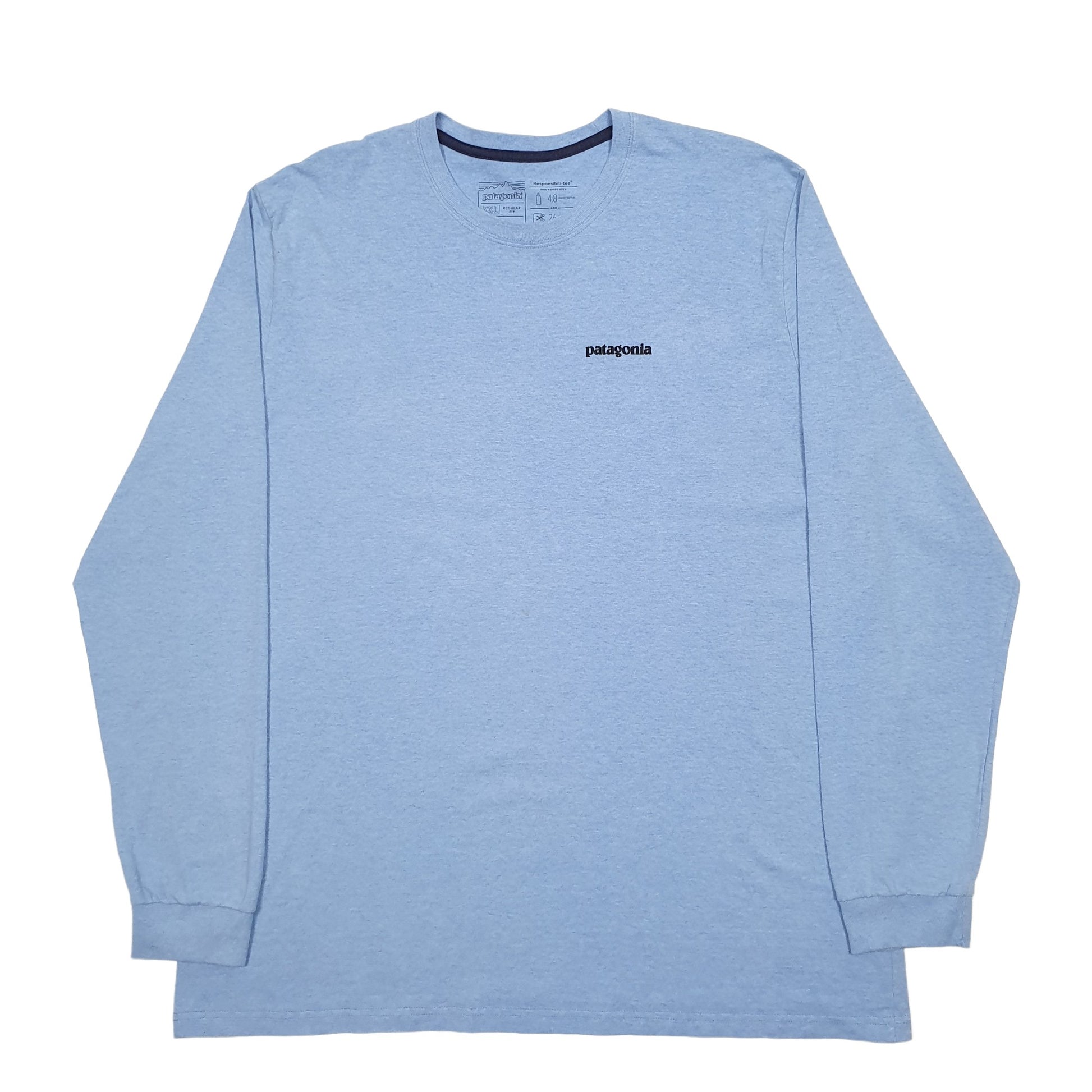 Mens Blue Patagonia Spellout Long Sleeve T Shirt