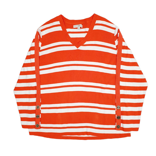 Womens Orange Tommy Hilfiger Striped Knit V Neck Jumper