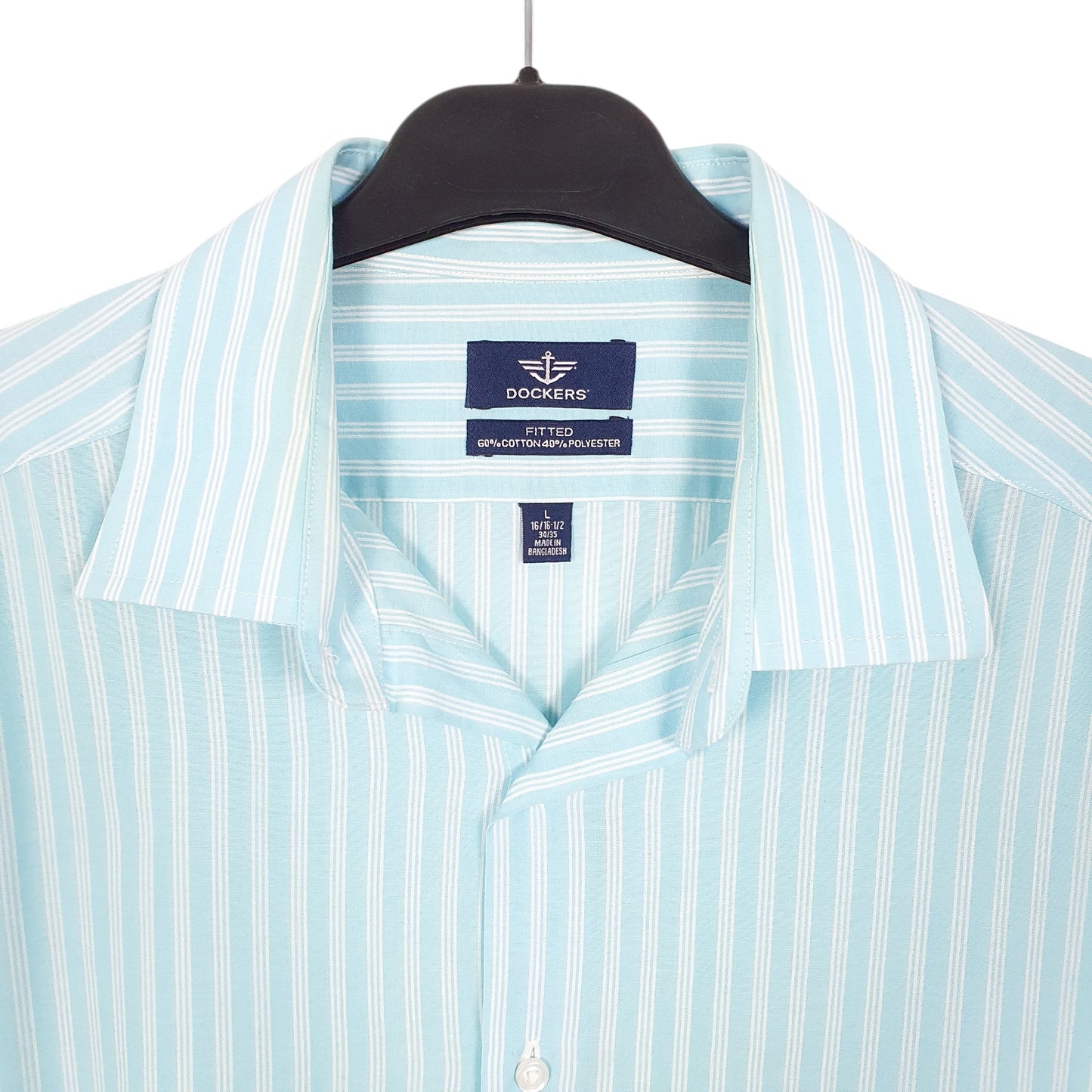 Mens Blue Dockers Fitted Long Sleeve Shirt