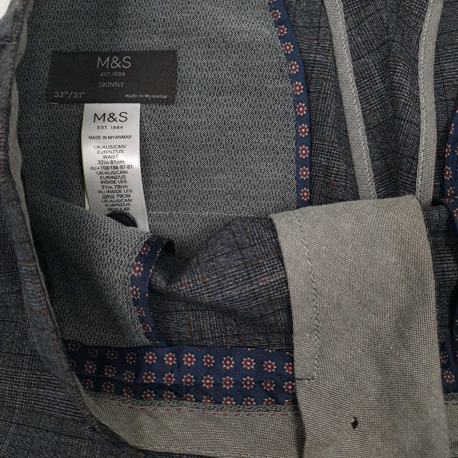 Mens Grey M&S Skinny Formal Trousers