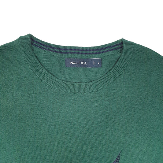 Mens Green Nautica Knit Crewneck Jumper