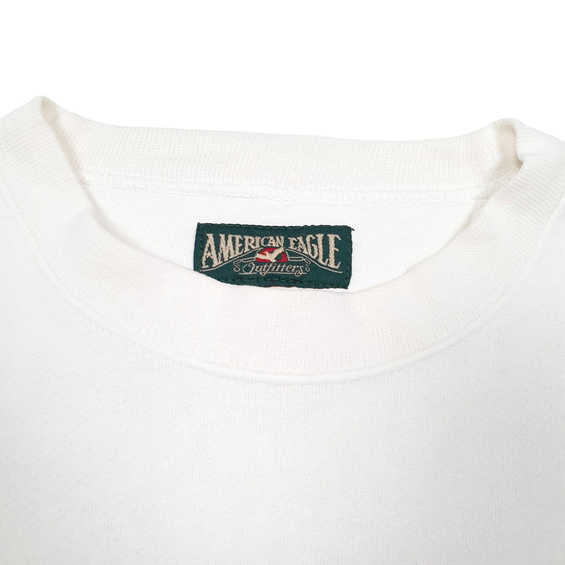 Mens White American Eagle Outfitters Boston Bruins NHL Ice Hockey Made In USA Vintage Crewneck Jumper