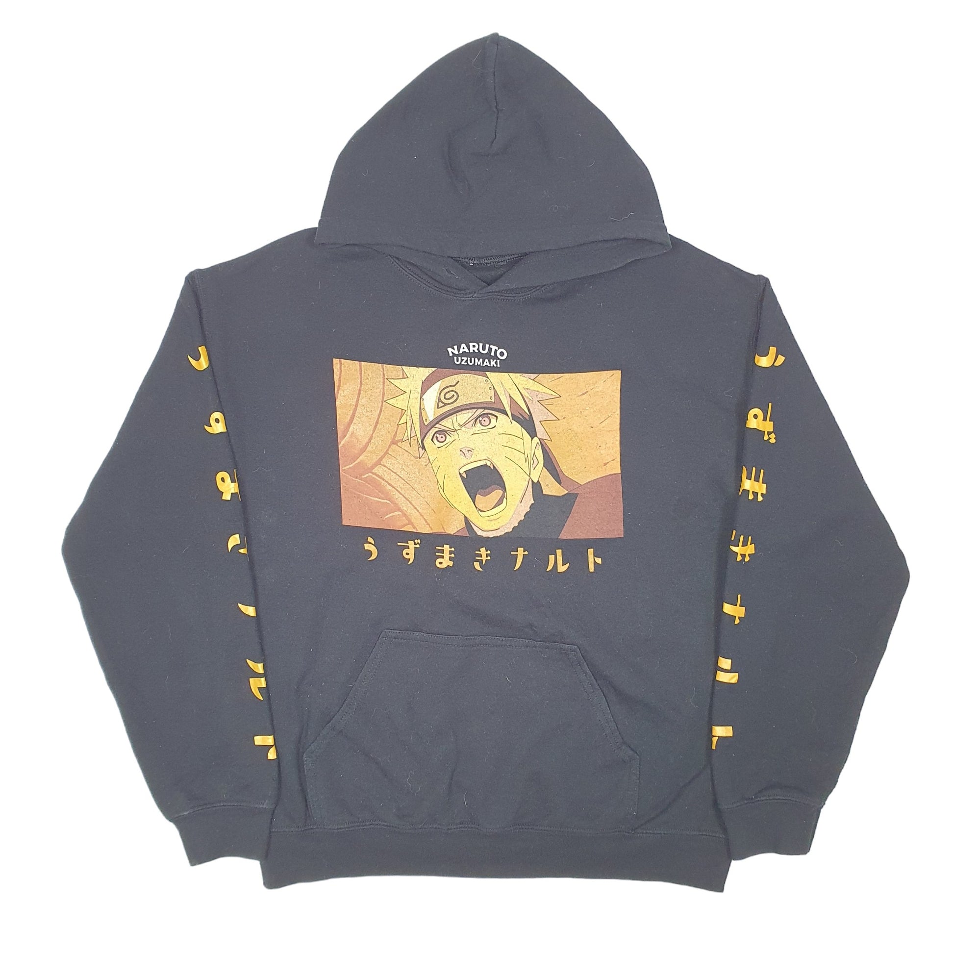 Mens Black Naruto Uzumaki Hoodie Jumper