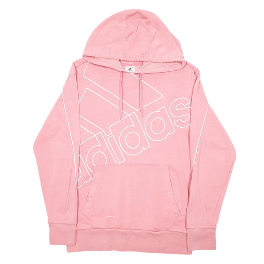 Womens Pink Adidas Spellout Hoodie Jumper