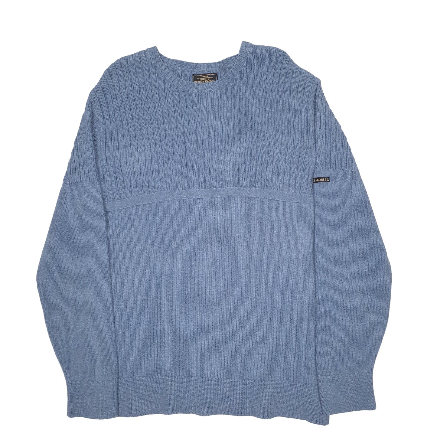 Mens Blue Nautica Knit Crewneck Jumper