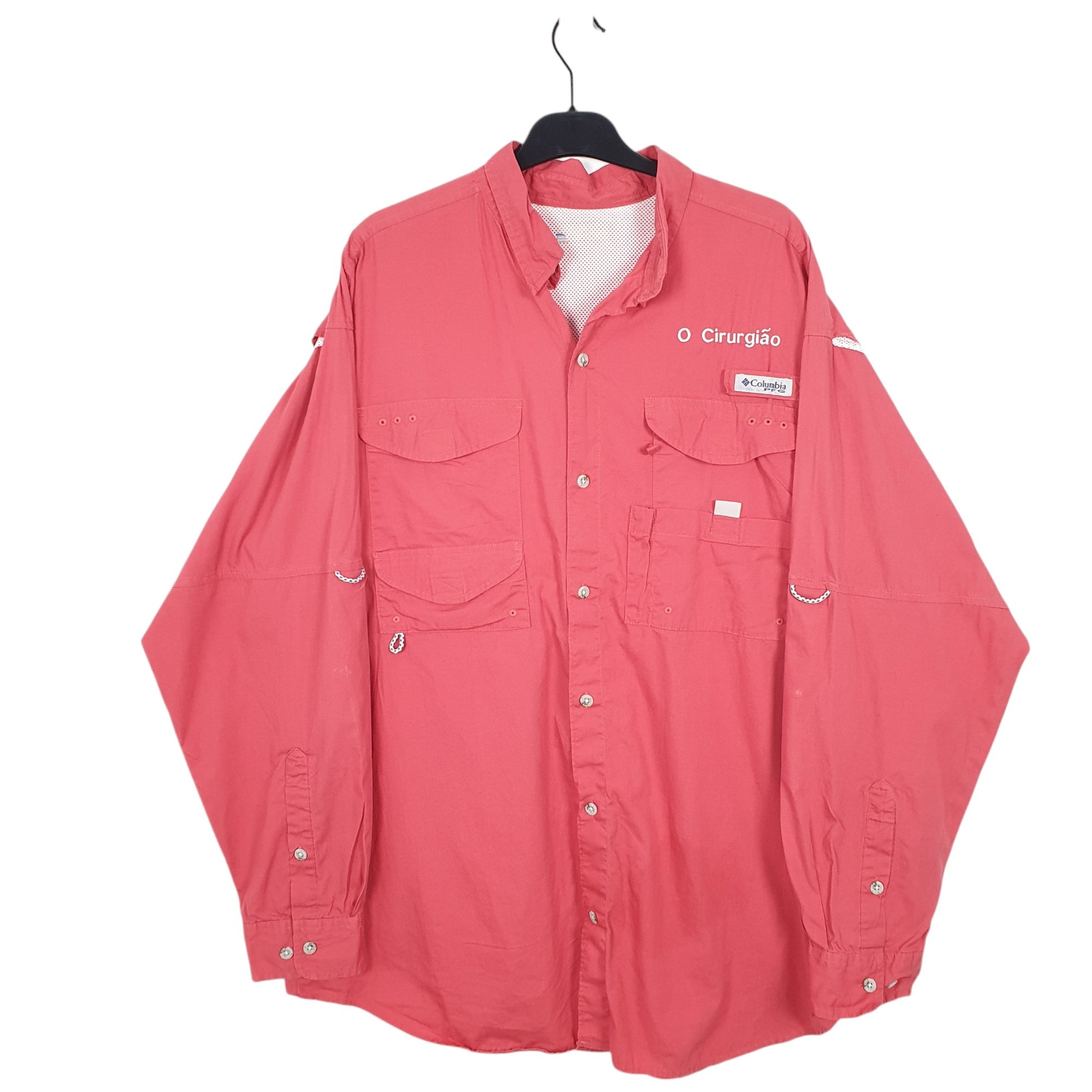 Mens Red Columbia Sportswear PFG Performance Fishing Gear Long Sleeve Shirt