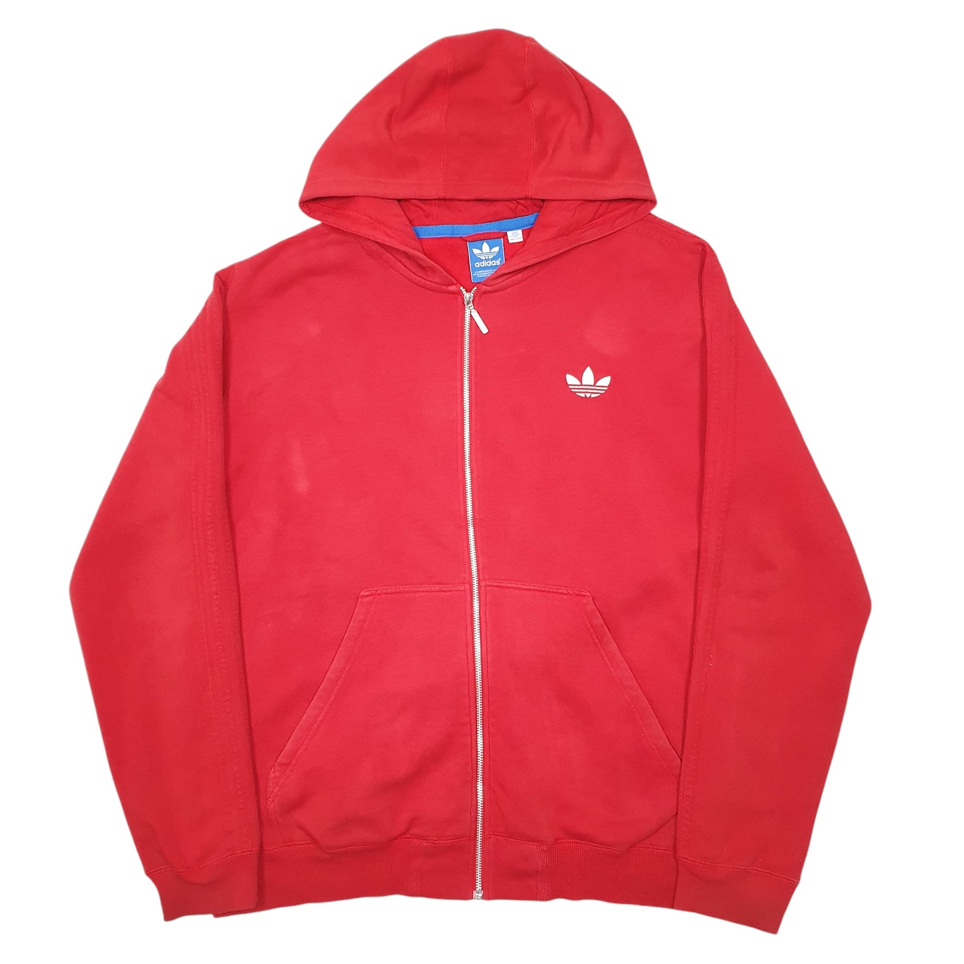 Mens Red Adidas Hoodie Full Zip Jumper