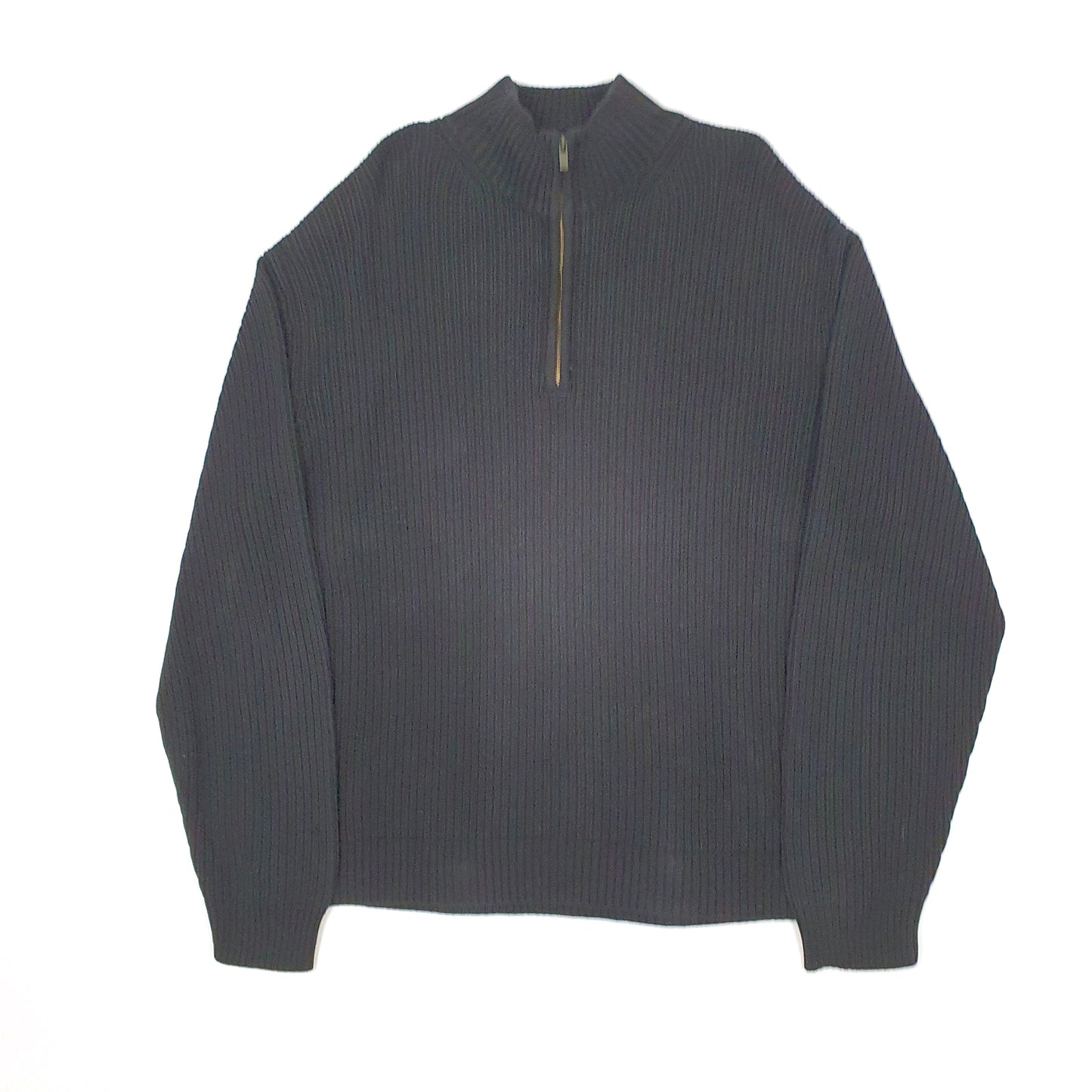 Mens Black Calvin Klein Cable Knit Quarter Zip Jumper