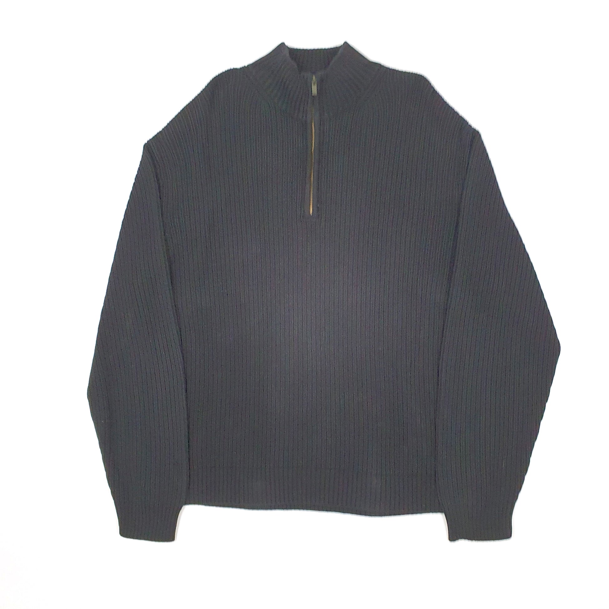 Mens Black Calvin Klein Cable Knit Quarter Zip Jumper