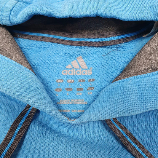 Mens Blue Adidas Spellout Hoodie Jumper