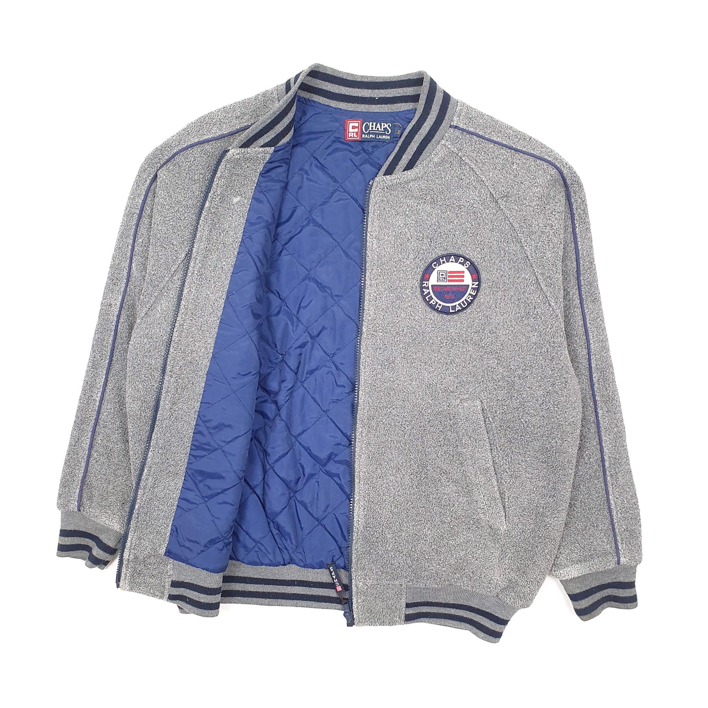 Mens Grey Ralph Lauren Chaps Vintage 1990s Varsity  Coat