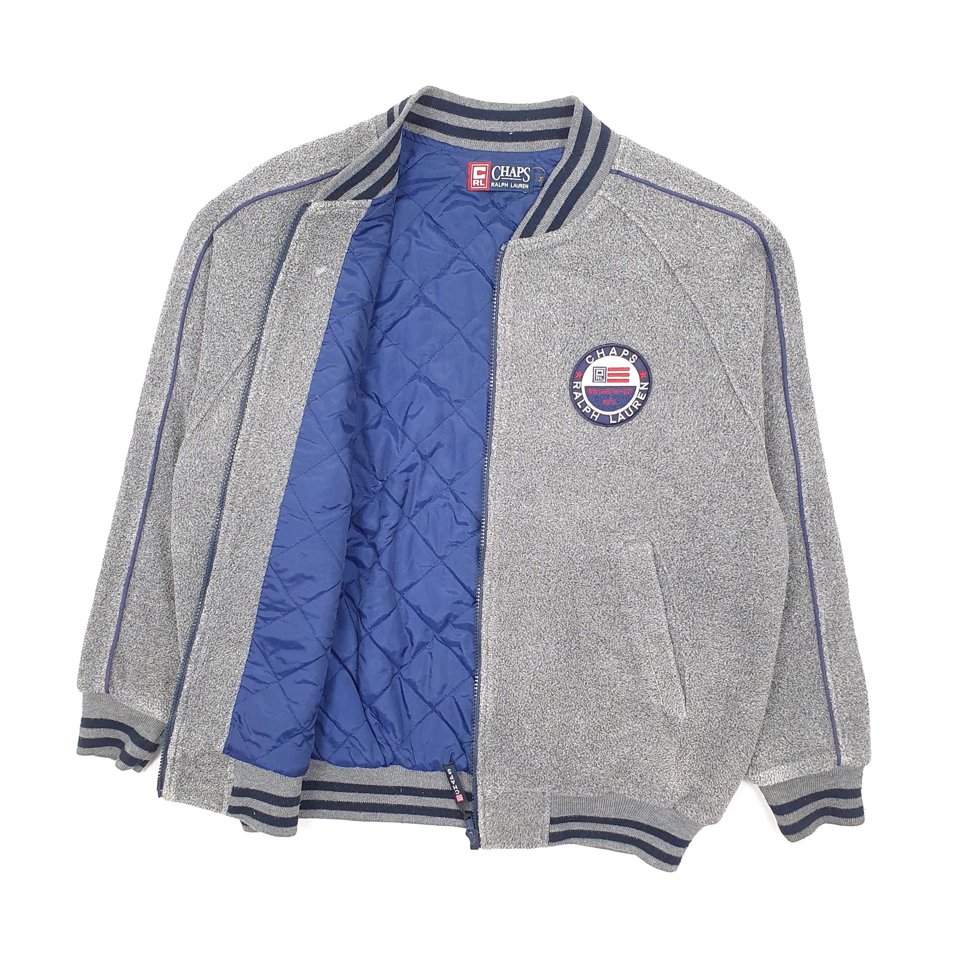 Mens Grey Ralph Lauren Chaps Vintage 1990s Varsity  Coat